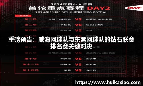 重磅预告：威海网球队与东莞网球队的钻石联赛排名赛关键对决